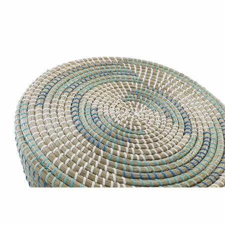 Repose-pied DKD Home Decor Naturel Turquoise Blanc Rotin Tropical Herb