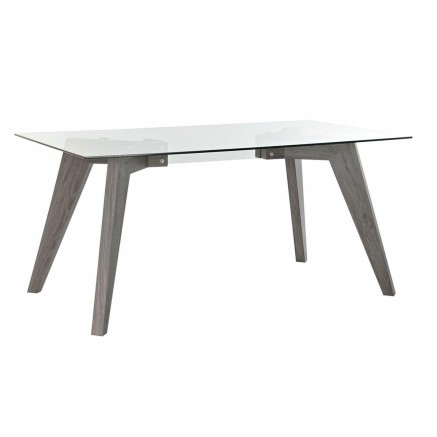 Tavolo da Pranzo DKD Home Decor Cristallo Grigio Trasparente Legno MDF