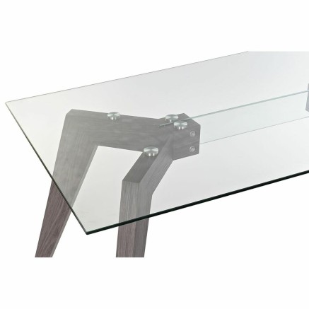 Mesa de Comedor DKD Home Decor Cristal Gris Transparente Madera MDF (1 2