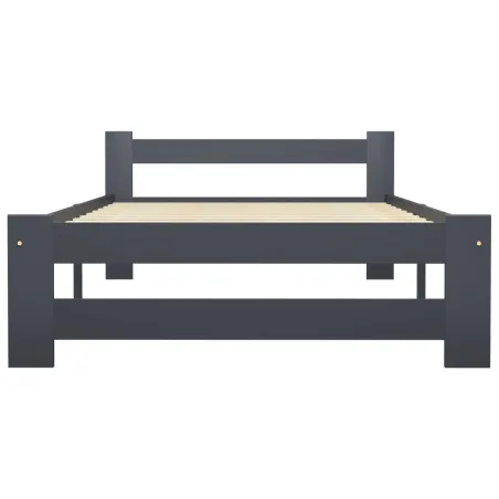Cadre de lit sans matelas gris foncé pin massif 100x200 cm