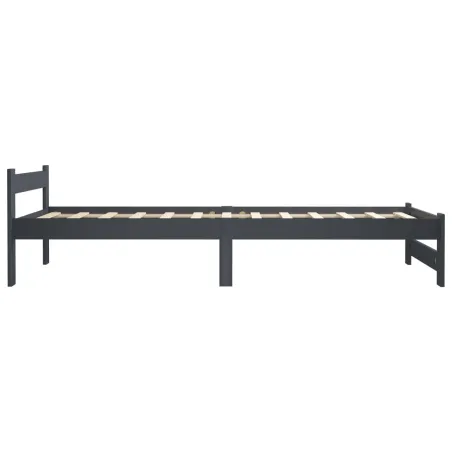 Cadre de lit sans matelas gris foncé pin massif 100x200 cm