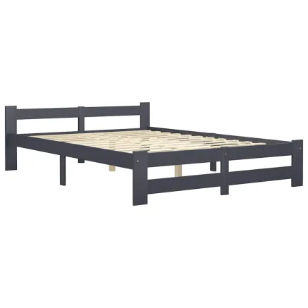 Cadre de lit sans matelas gris foncé pin massif 120x200 cm 2