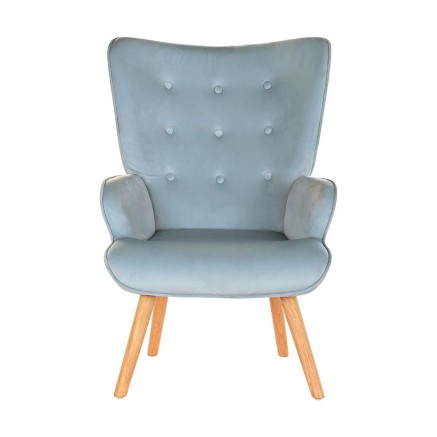 Siège DKD Home Decor Bleu ciel Naturel Polyester Bois 67 x 75 x 96 cm