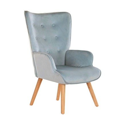 Armstoel DKD Home Decor Hemelsblauw Natuurlijk Polyester Hout 67 x 75 2