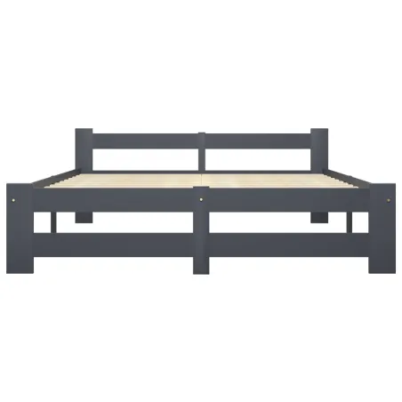 Cadre de lit sans matelas gris foncé pin massif 140x200 cm