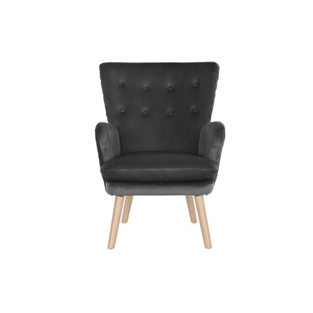 Siège DKD Home Decor Naturel Gris foncé Polyester Bois 66 x 67 x 92