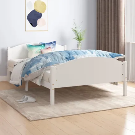 Cadre de lit sans matelas blanc bois de pin massif 140x200 cm