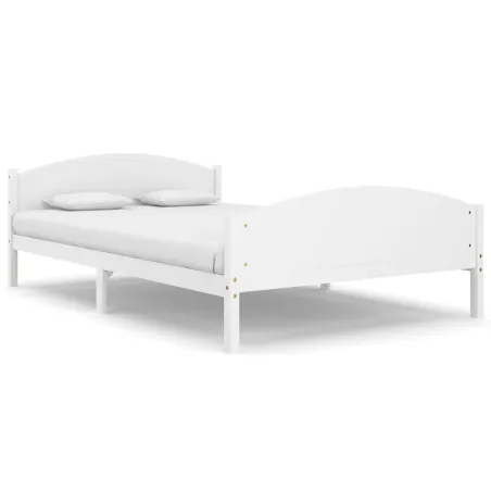 Cadre de lit sans matelas blanc bois de pin massif 140x200 cm
