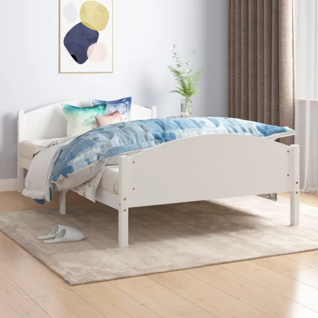 Cadre de lit sans matelas blanc bois de pin massif 160x200 cm