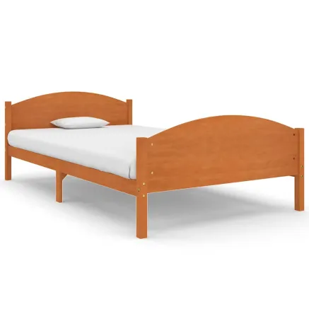 Cadre de lit sans matelas marron miel pin massif 120x200 cm 2