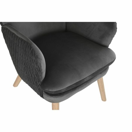 Siège DKD Home Decor Naturel Gris foncé Polyester Bois 66 x 67 x 92