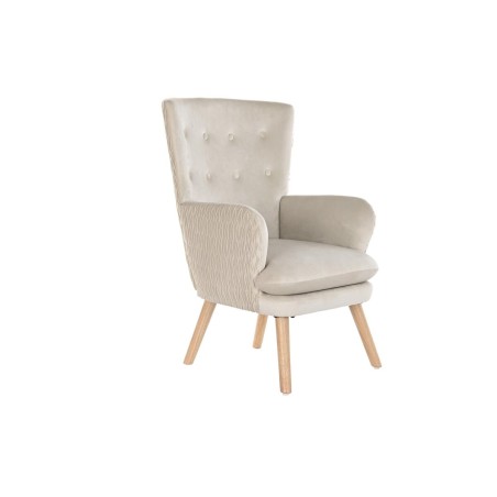 Sitz DKD Home Decor Beige natürlich Polyester Holz 67 x 70 x 95 cm