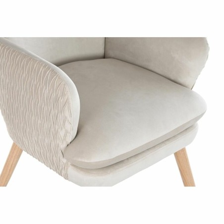 Armchair DKD Home Decor Beige Natural Polyester Wood 67 x 70 x 95 cm