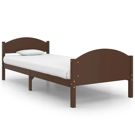 Cadre de lit sans matelas marron foncé pin massif 100x200 cm 2