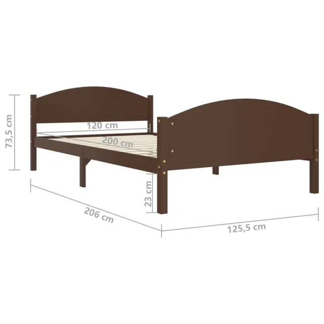 Cadre de lit sans matelas marron foncé pin massif 120x200 cm