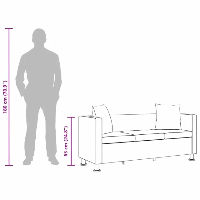 Canapé à 3 places cuir artificiel noir