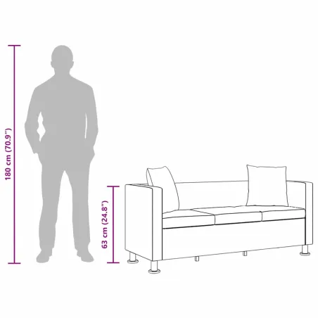 Canapé à 3 places cuir artificiel noir