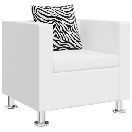 Fauteuil blanc similicuir 2