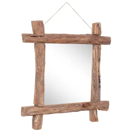Miroir à bûches Naturel 70x70 cm bois de teck recyclé 2