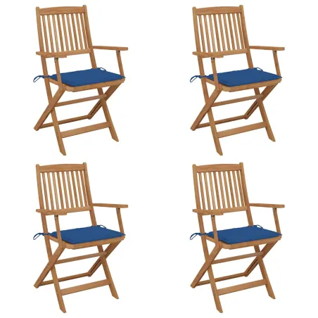 Chaises pliables de jardin lot de 4 avec coussins Bois d'acacia