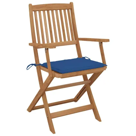 Chaises pliables de jardin lot de 4 avec coussins Bois d'acacia 2