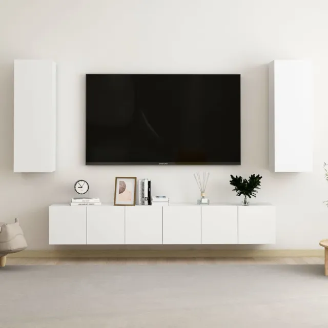 Ensemble de meubles TV 5 pcs Blanc Bois d'ingénierie