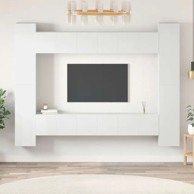 Ensemble de meubles TV 10 pcs Blanc Bois d'ingénierie