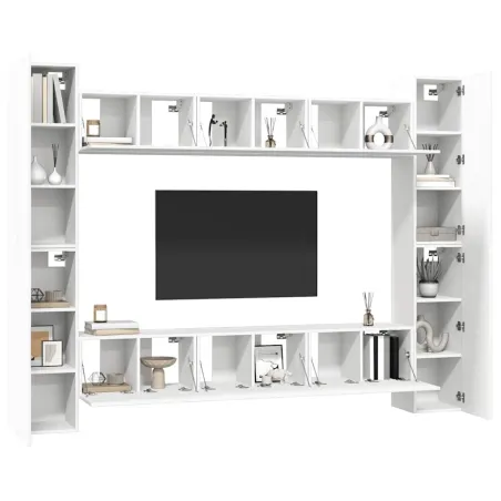 Ensemble de meubles TV 10 pcs Blanc Bois d'ingénierie
