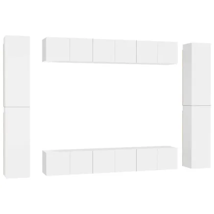 Ensemble de meubles TV 10 pcs Blanc Bois d'ingénierie 2