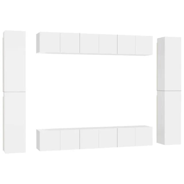 Ensemble de meubles TV 10 pcs Blanc Bois d'ingénierie