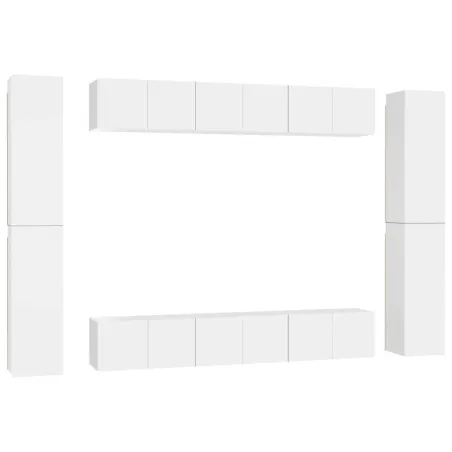 Ensemble de meubles TV 10 pcs Blanc Bois d'ingénierie