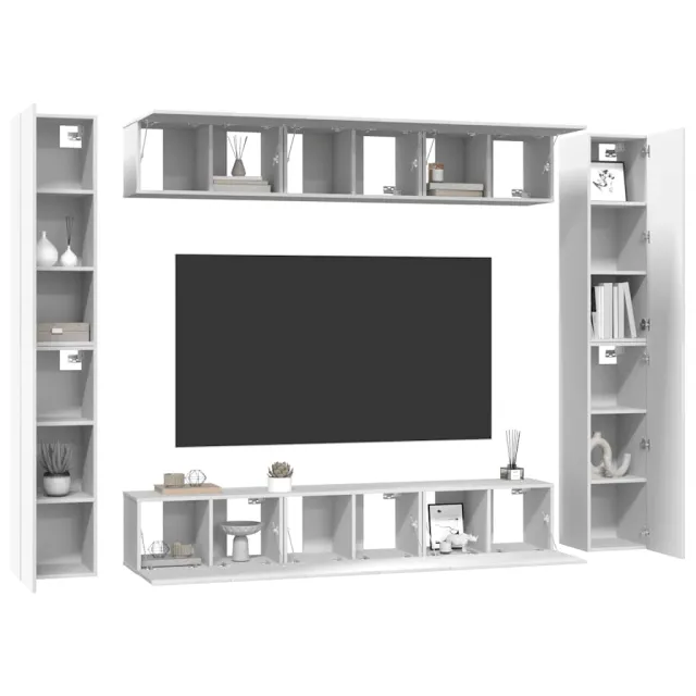 Ensemble de meubles TV 10 pcs Blanc Bois d'ingénierie