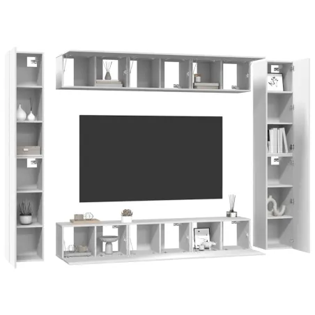 Ensemble de meubles TV 10 pcs Blanc Bois d'ingénierie