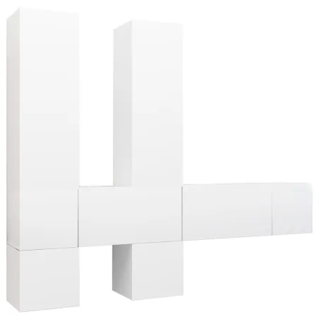 Ensemble de meubles TV 7 pcs Blanc Bois d'ingénierie