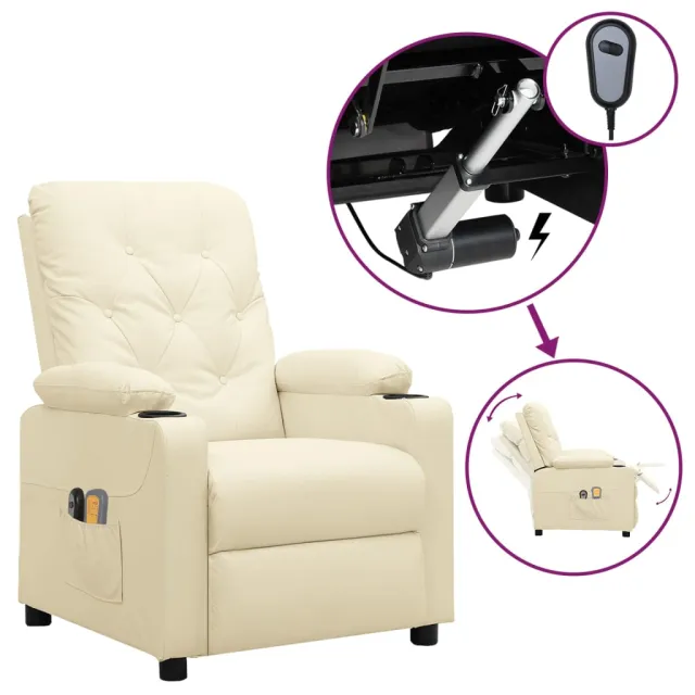 Fauteuil de massage électrique Crème Similicuir