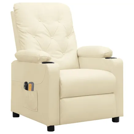 Fauteuil de massage électrique Crème Similicuir 2