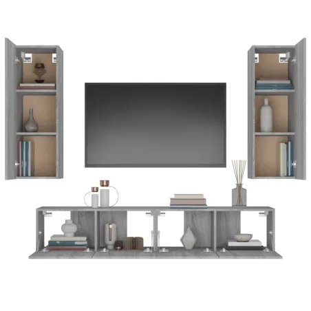 Ensemble de meubles TV 4 pcs Sonoma gris Bois d'ingénierie
