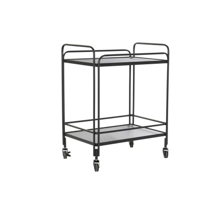 Chariot de service DKD Home Decor Noir Métal Verre 60,5 x 40,5 x 75,5