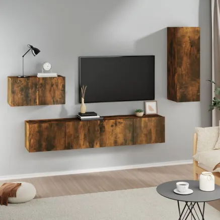 Ensemble de meubles TV 4 pcs Chêne fumé Bois d'ingénierie