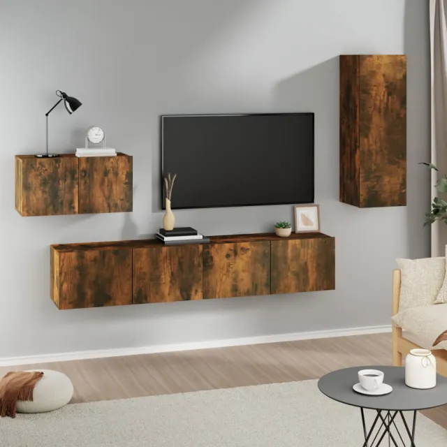 Ensemble de meubles TV 4 pcs Chêne fumé Bois d'ingénierie