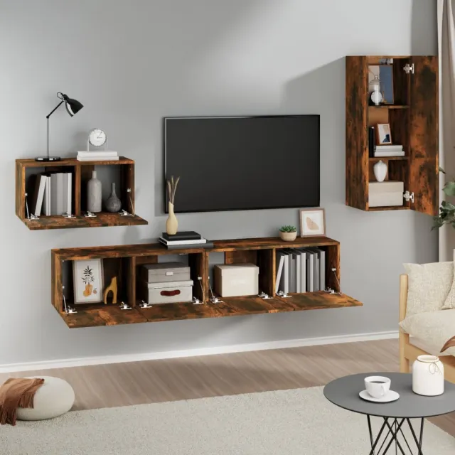 Ensemble de meubles TV 4 pcs Chêne fumé Bois d'ingénierie