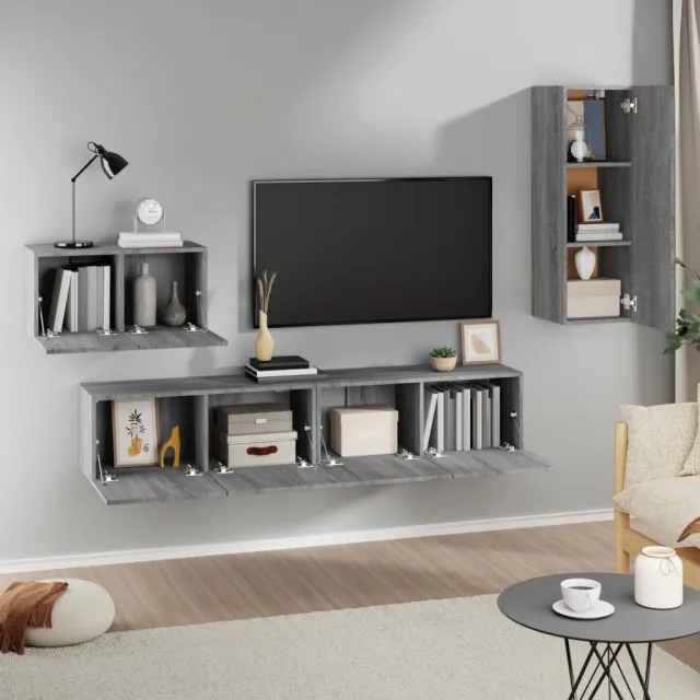 Ensemble de meubles TV 4 pcs Sonoma gris Bois d'ingénierie