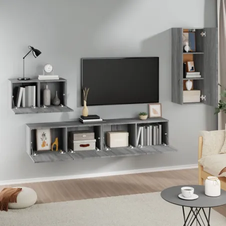 Ensemble de meubles TV 4 pcs Sonoma gris Bois d'ingénierie