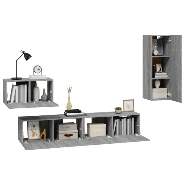 Ensemble de meubles TV 4 pcs Sonoma gris Bois d'ingénierie