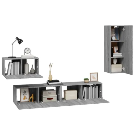Ensemble de meubles TV 4 pcs Sonoma gris Bois d'ingénierie
