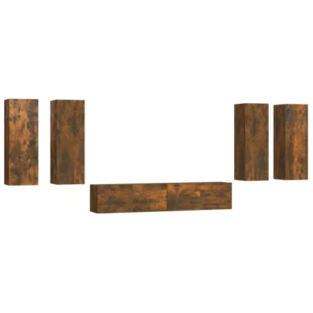 Ensemble de meubles TV 6 pcs Chêne fumé Bois d'ingénierie