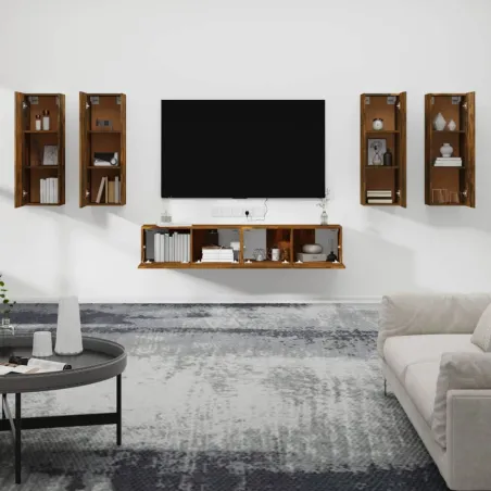 Ensemble de meubles TV 6 pcs Chêne fumé Bois d'ingénierie