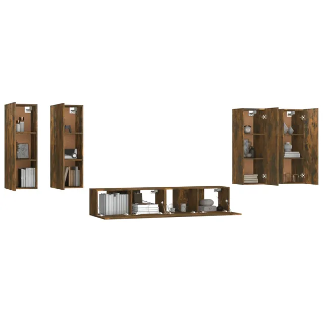 Ensemble de meubles TV 6 pcs Chêne fumé Bois d'ingénierie