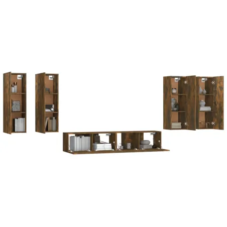 Ensemble de meubles TV 6 pcs Chêne fumé Bois d'ingénierie