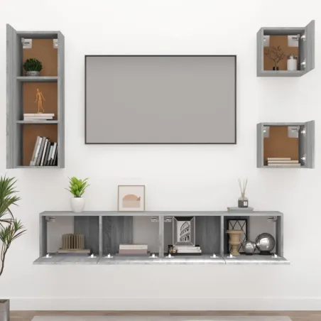 Ensemble de meubles TV 5 pcs Sonoma gris Bois d'ingénierie
